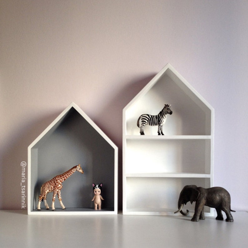 Set of 2 House Shaped Shelf Wooden House Shelf Kids Shelf. Etsy