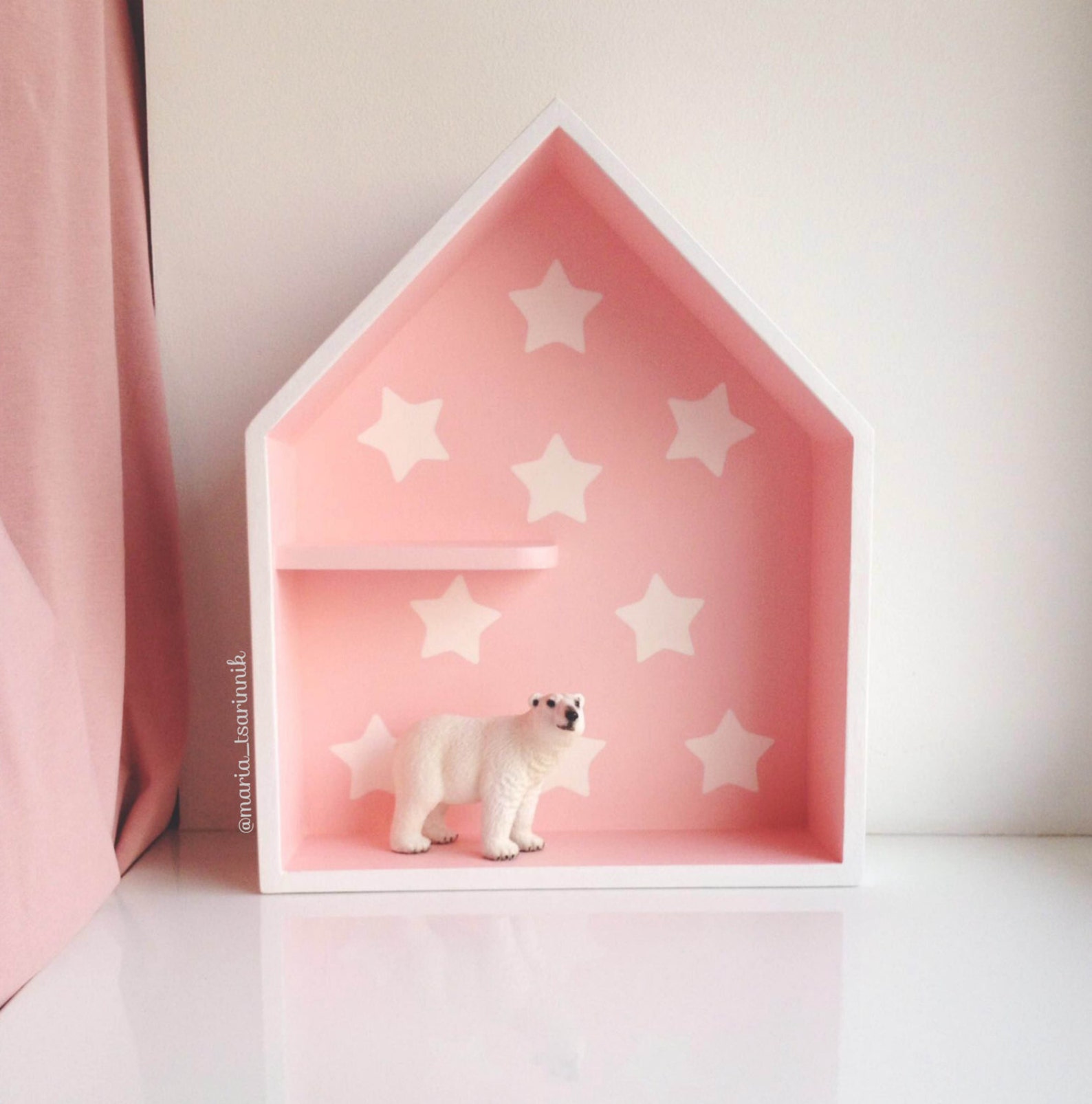 Set 2 House Shaped Shelf Dollhouse Wooden House Shelf Kids Etsy