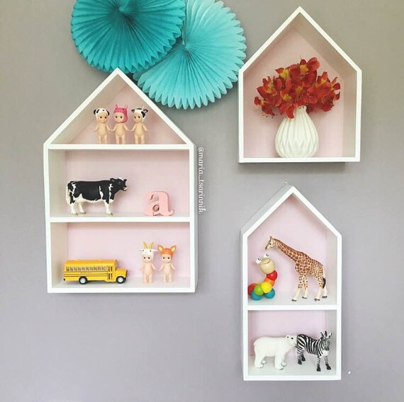 3 Houses Shaped Shelf Etsy