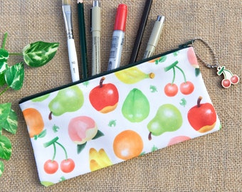 Cute Watercolour Fruit Pencil Case and Charm Colourful Fruit Charm Pencil Case ACNH gift Back to School Gift gift for gamers nerdy gift