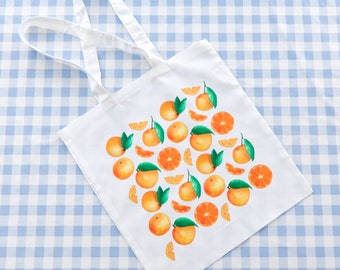 Watercolour Orange Citrus Fruit Tote Shopping Bag Cute Reusable Bag Watercolor Orange Pattern Foodie Gift for Food Lovers Eco-Friendly Gift