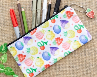 Colourful Fantasy Berry Pencil Case Zipper Pouch Berry Fruit Makeup Bag Gift for Gamers Foodies Cute Pouch Raspberry Banana Pineapple