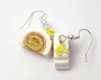 Lemon log Christmas earring - gourmet - polymer clay - handmade - miniature - delicacies