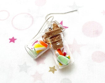 Berlingot candy vial earring - gourmet candy - polymer clay