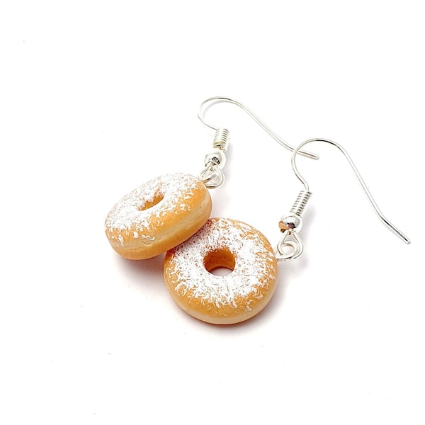 Sugar donut earring - donut - polymer clay - handmade - miniature - Food jewelry - delicacies - gift