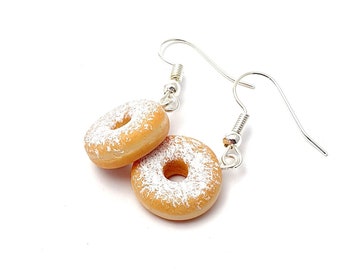 Sugar donut earring - donut - polymer clay - handmade - miniature - Food jewelry - delicacies - gift