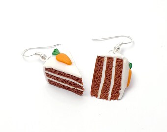 Gourmet earring slice of carrot cake - vegetable - miniature - handmade - polymer clay