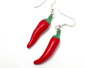 Red pepper earring - gourmet vegetable - exotic - polymer clay