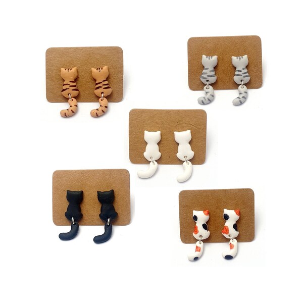 Chip earring - cat various colors - polymer clay - handmade - chip - nail - stem - miniature