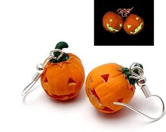 Jack o lantern earring - hollowed out pumpkin - Halloween - pumpkin - witch - gourmand - polymer clay - handmade