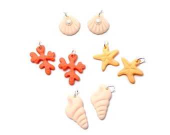4 choix de couleurs - Breloques coquillage - mer océan plage - polymère