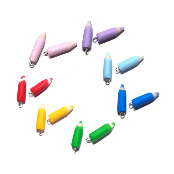 7 choix de breloques - 1x Breloques thème crayon de couleur - polymère fimo