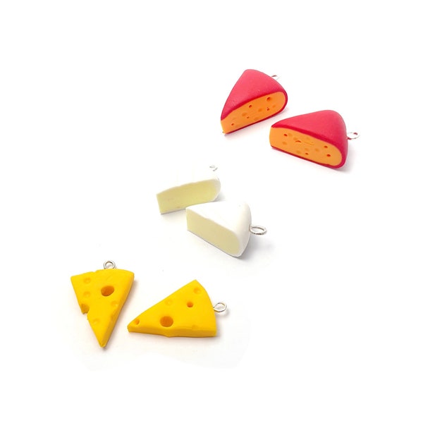 3 choix de couleurs - Breloques gourmandes salée fromage - polymère