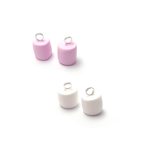 2 Choices of Colors Mini Chamallow Gourmet Marshmallow Charms Polymer 
