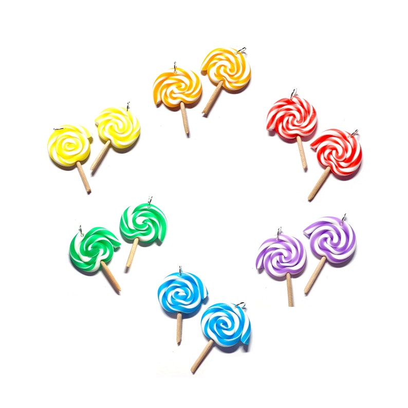 6 color choices Gourmet charms lollipops polymer image 1