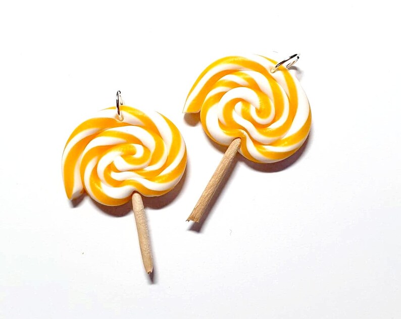 6 color choices Gourmet charms lollipops polymer Orange