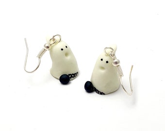 Earring - Halloween - ghost - witch - phosphorescent - fluorescent - polymer clay - handmade