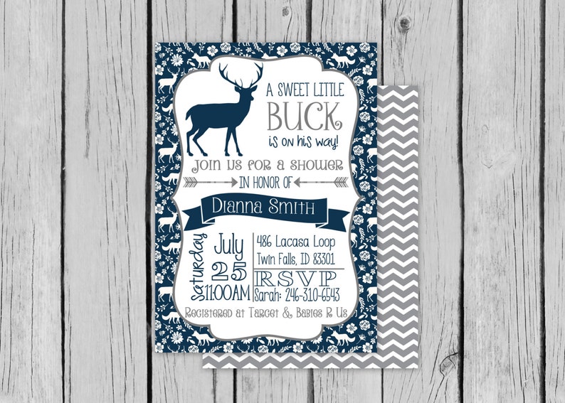 Woodland Deer Baby Shower Invitation Buck Baby Shower Boy Etsy