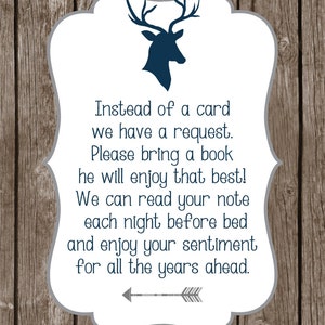 Rustic Deer Baby Shower Invitation, Antler Baby Shower, Woodland Baby Shower, Tribal Deer, Sweet Little Buck, add on Book Request image 3