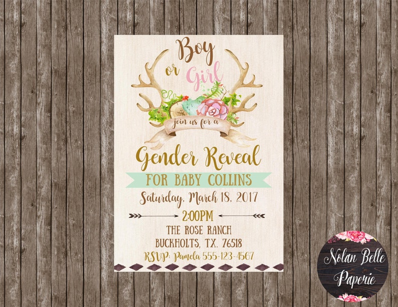 Bows or Arrows Gender Reveal Invitation Buck or Doe Gender Etsy
