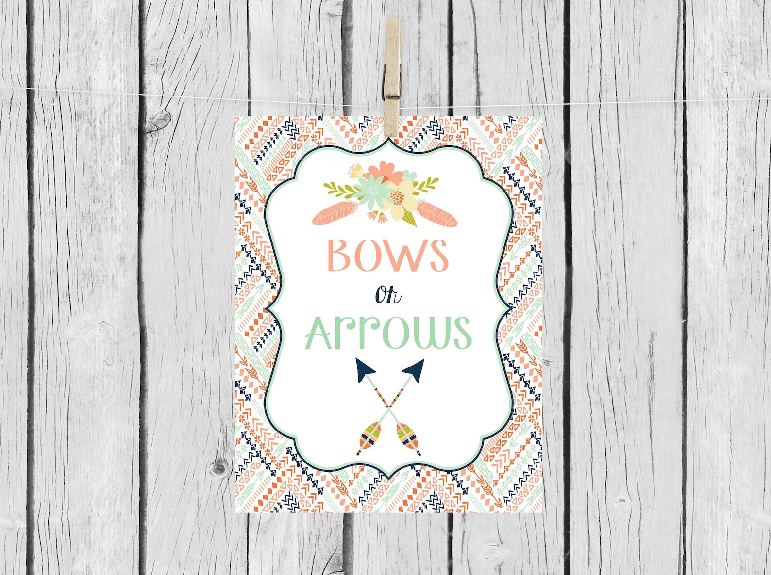 Bows or Arrows Gender Reveal Sign 8x10 tribal Gender Reveal Etsy UK
