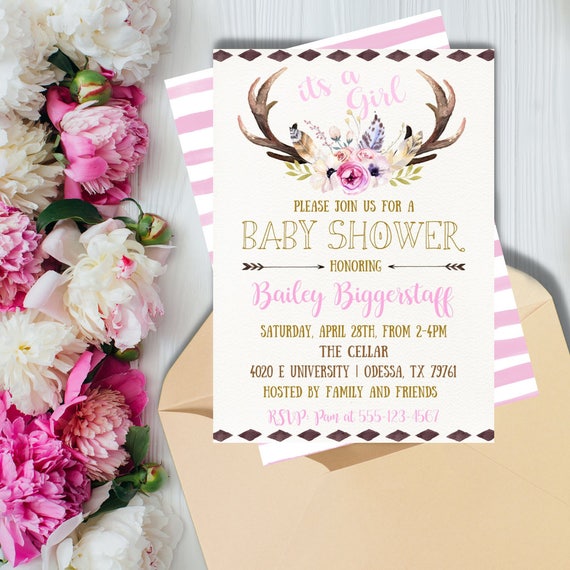 deer antler baby shower invitations
