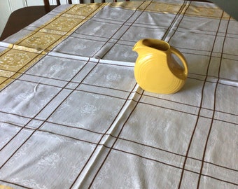 Gorgeous yellow and brown damask tablecloth