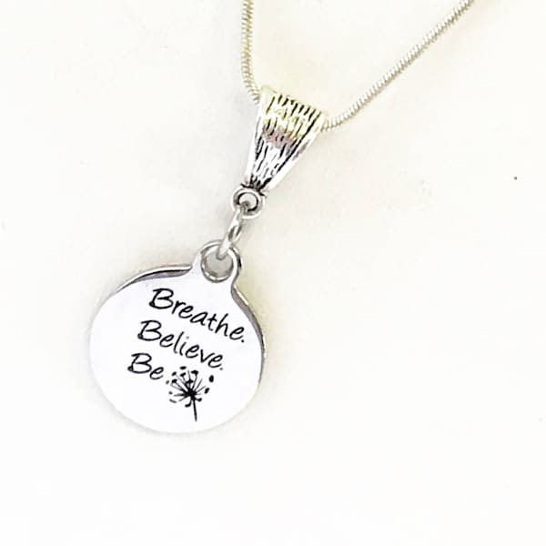 Gioielli da meditazione, collana "Respira, credi, sii", regalo di gioielli motivazionali per lei, regalo di incoraggiamento, "Respira, credi in te stesso"