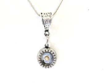 Collana con semi di senape, collana con ciondolo ovale con semi di senape, gioielli con semi di senape, regalo di fede con semi di senape, regalo di collana con semi di senape per lei