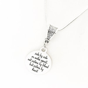 Friend Gift, Side By Side Or Miles Apart, Sisters By Heart Necklace, Best Friend Gift, Missing My Friend, Gift for Friend, Gift For Her
