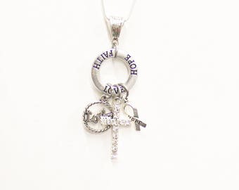 Faith Hope Love Pendant on Silver Chain, 1 Cor 13:13 Bible Verse Jewelry, Gift for Her, Daughter Jewelry Gift, Christian Jewelry