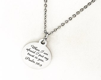 Regalo de las Escrituras, Collar "Cuando tengo miedo, en ti confío", Salmo 56:3, Cita de las Escrituras, Joyería de las Escrituras, Regalo para ella, Regalo de fe