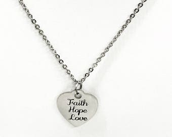 Christian Jewelry, Faith Hope Love Jewelry, Faith Hope Love Necklace, Christian Gifts, Christian Valentine Necklace, 1 Cor 13 Jewelry Gifts