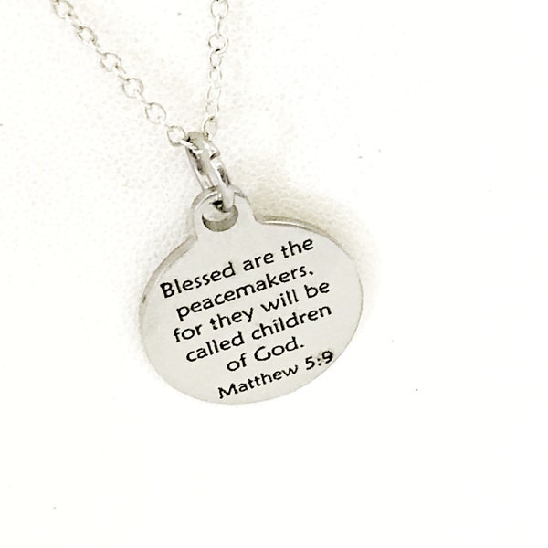 Christian Necklace, Blessed Are The Peacemakers Necklace, Christian Gift, Christian Police Officer Gift, Beatitudes Jewelry, Peacemaker Gift