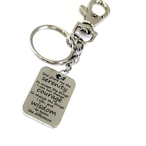 Serenity Prayer Purse Clip Keychain, Serenity Prayer Charm, Serenity Prayer Keyring, Recovery Gift, Difficult Times Gift, God Grant Me