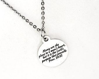 Regalo de las Escrituras, collar "El propósito del Señor prevalece", dije de Proverbios 19:21, collar con las Escrituras, regalo con versículos bíblicos, joyería con versículos bíblicos
