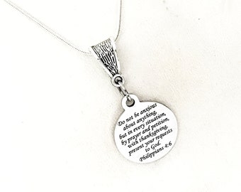 Scripture Gifts, Do Not Be Anxious About Anything Necklace, Philippians 4 6, Present Your Requests To God, Scripture Quote, Scripture Charm