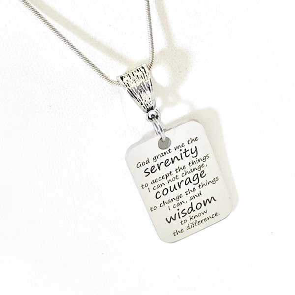 Serenity Prayer Necklace, Recovery Gift, Serenity Prayer Gift, Serenity Prayer Charm, Recovery Necklace, Necklace Charm, God Grant Me