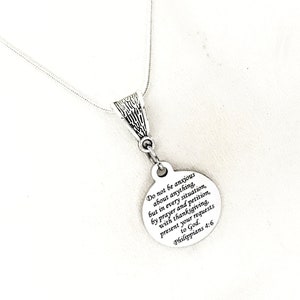 Scripture Gifts, Do Not Be Anxious About Anything Necklace, Philippians 4 6, Present Your Requests To God, Scripture Quote, Scripture Charm