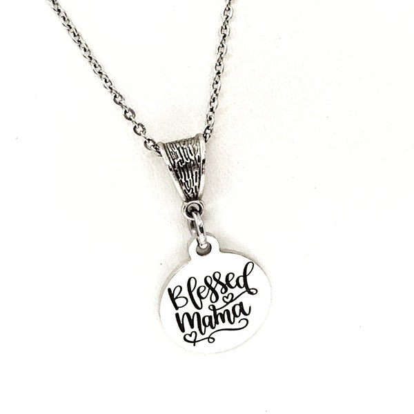 Blessed Mom Washer with Heart Necklace main image 1
