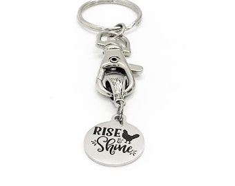 Schlüsselanhänger-Geschenk, „Aufstehen und strahlen“-Schlüsselanhänger, Geschenk für Hühnerliebhaberinnen, Schlüsselanhänger für Hühnerbesitzer, Geschenk zum Neujahr, Geschenk für Hühnerbesitzer