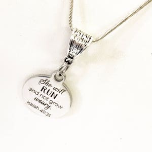 Scripture Jewelry Gift, She Will Run And Not Grow Weary Silver Necklace Gift, Isaiah 40:31 Necklace, Busy Mom Gifts, Busy Woman Gift For Her