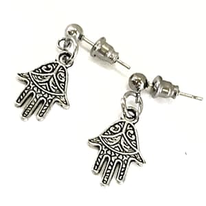 Hamsa Earrings, Hand Of Fatima Earrings, Silver Earrings, Hamsa Jewelry Gift For Her, Protection Gift, Protection Earrings, Hamsa Charm Gift