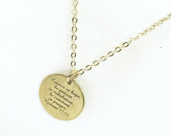 Scripture Gifts, Rejoice In Hope Necklace, Christian Necklace Gifts, Scripture Necklace, Bible Verse Gifts, Romans 12:12 Scripture Verse
