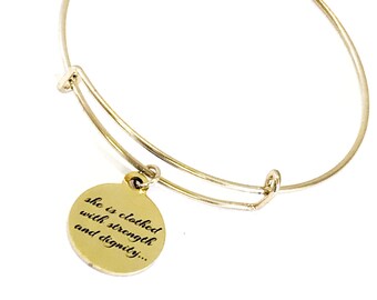 Pulsera cristiana, regalo para mujer cristiana, hija cristiana, pulsera de fuerza y dignidad, pulsera de Proverbios 31:25