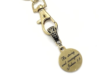 Scripture Gift, Be Strong And Courageous Joshua 1 9 Charm, Bible Verse Gift for Her, Sympathy Gift, Christian Encouragement Gift