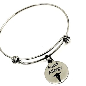 Food Allergy Medical Charm Bracelet, Food Allergy Awareness Jewelry, Food Allergy Notification, Medical Awareness, Caduceus