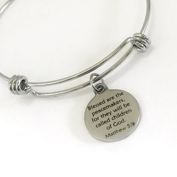 Christian Gift, Police Officer Gift, Blessed Are The Peacemakers Bracelet, Christian Jewelry, Beatitudes Jewelry, Christian Police Officer