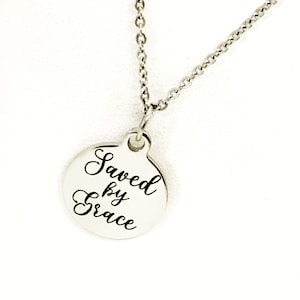 Saved By Grace Necklace, Christian Gift, Christian Necklace, Saved By Grace Jewelry, Ephesians 2 8 Necklace, Saved By Grace Baptism Gift