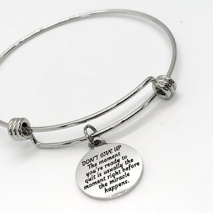 Charm Bracelet, Don’t Give Up Bracelet, Stacking Bracelet, Encouraging Gift, Miracles Happen Charm, Daughter Gift From Mom, Gift For Her